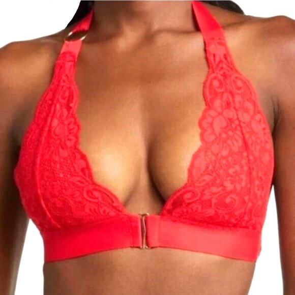 We are HAH Free People Groupie Bralette Sheer Lace Halter Extra Small #61677 - Picture 1 of 5